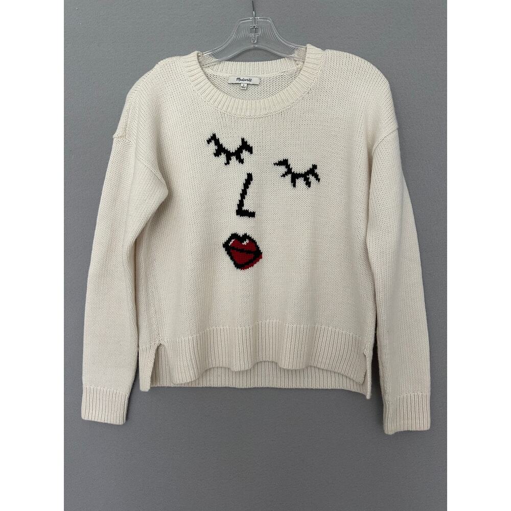 Madewell Making Faces Intarsia Knit Sweater Merino Wool Small